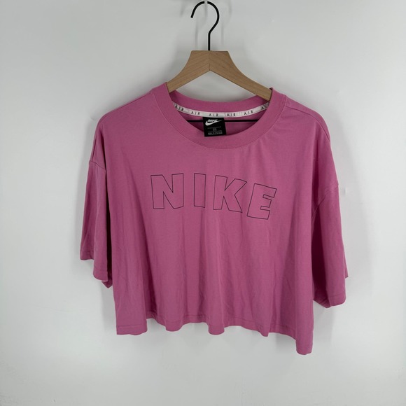 Nike Tops - Nike Pink Organic Cotton Half Sleeve Crewneck Air Cropped T-Shirt Top Size 2X